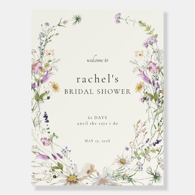 Feminine Wildflower Bridal Shower Welcome Sign (Front)