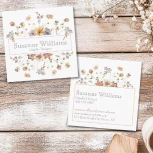 Feminine wildflower square business card