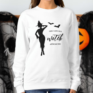 Feminine Witch Woman Modeling With Bats And Text Sweatshirt