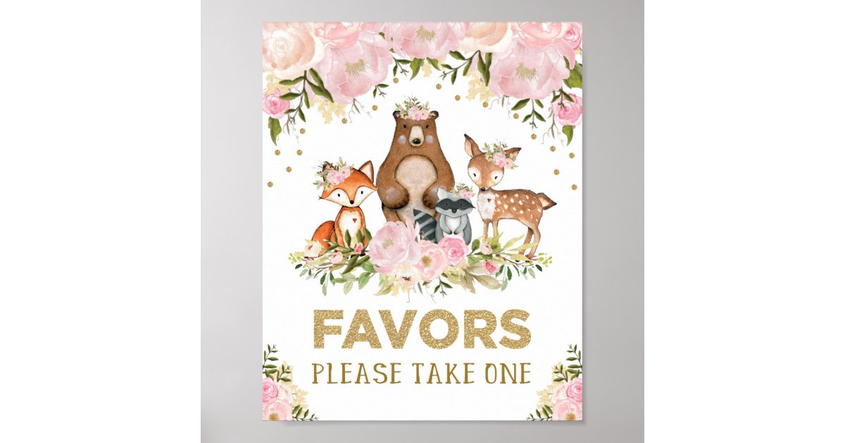 Feminine Woodland Favors Baby Shower Decoration Zazzle Com