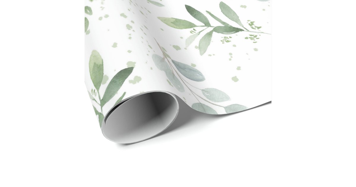 Feminine Wrapping Paper watercolor greenery | Zazzle