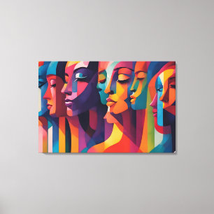 Feminism, abstract art concept of woman several  canvas print
