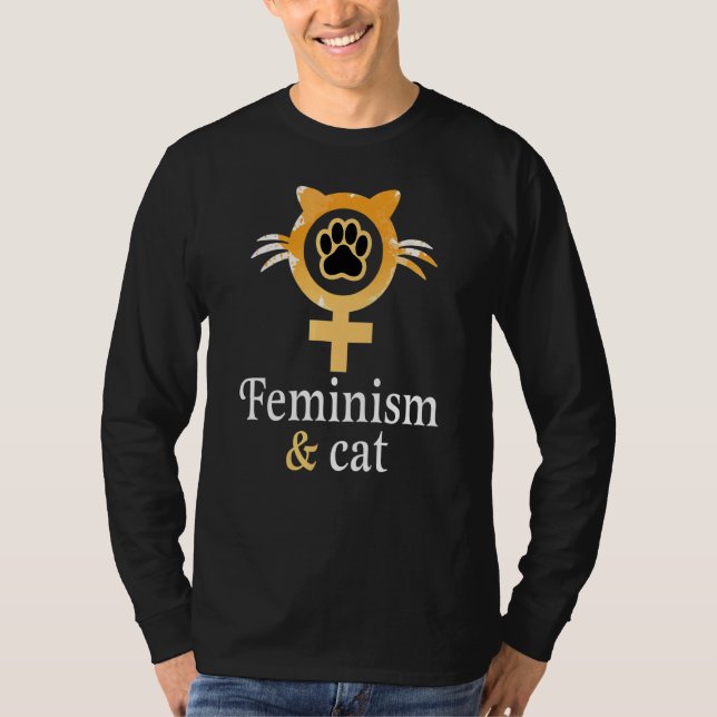 Feminism & Cat Apparel T-Shirt (Front)