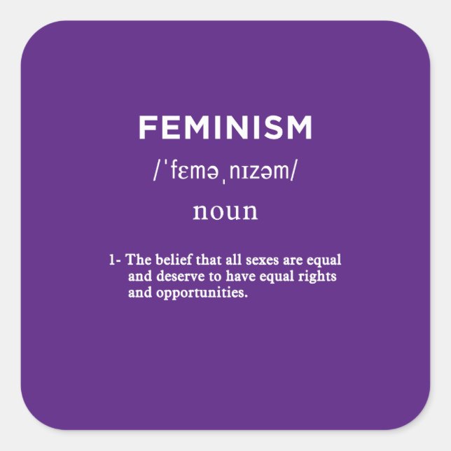 feminism definition purple  square sticker (Front)