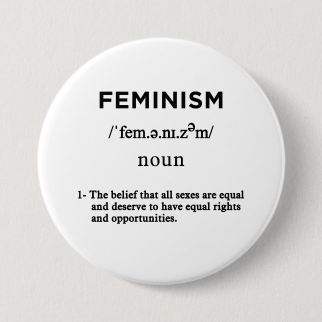 feminism definition white circle button (Front)