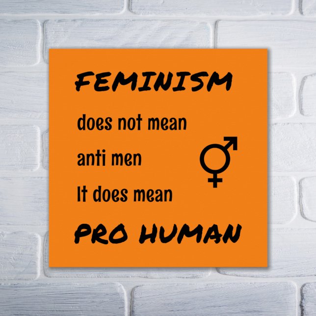 Feminism pro human slogan orange poster (Creator Uploaded)