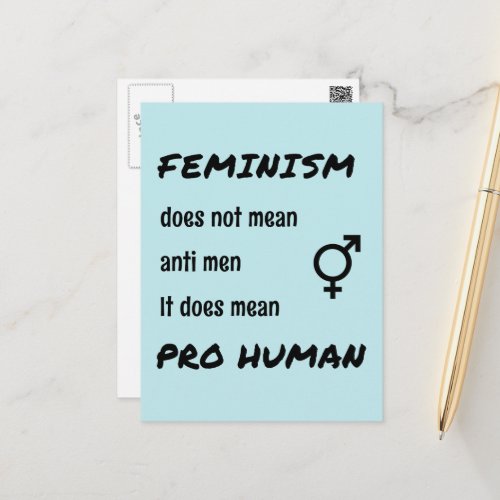 Feminism pro human slogan postcard