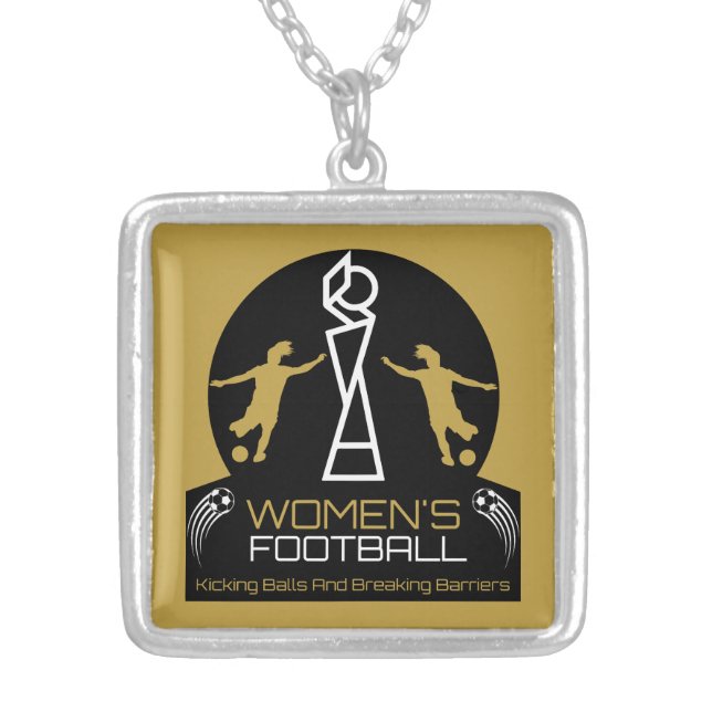 Feminism Soccer Football Sport Silver Plated Necklace (Front)