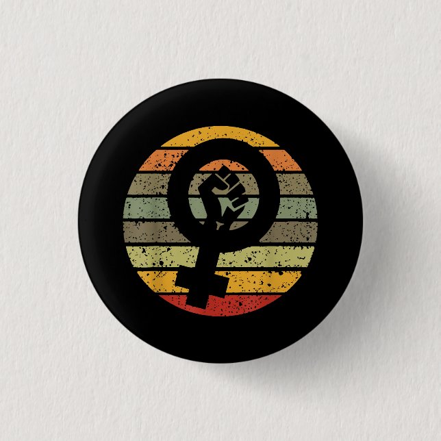 Feminism Symbol Design Retro Vintage, 70s 80s 90s  Button (Front)