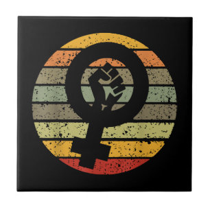Feminism Symbol Design Retro Vintage 70s 80s 90s F Ceramic Tile