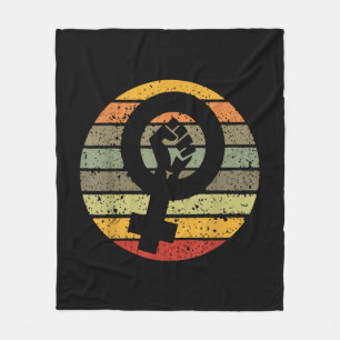 Feminism Symbol Design Retro Vintage, 70s 80s 90s Fleece Blanket