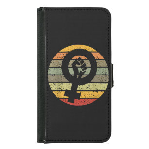 Feminism Symbol Design Retro Vintage, 70s 80s 90s Samsung Galaxy S5 Wallet Case