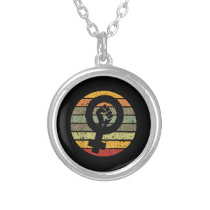 Feminism Symbol Design Retro Vintage, 70s 80s 90s  Silver Plated Necklace