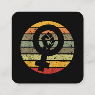 Feminism Symbol Design Retro Vintage, 70s 80s 90s Square Business Card