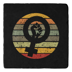Feminism Symbol Design Retro Vintage, 70s 80s 90s Trivet