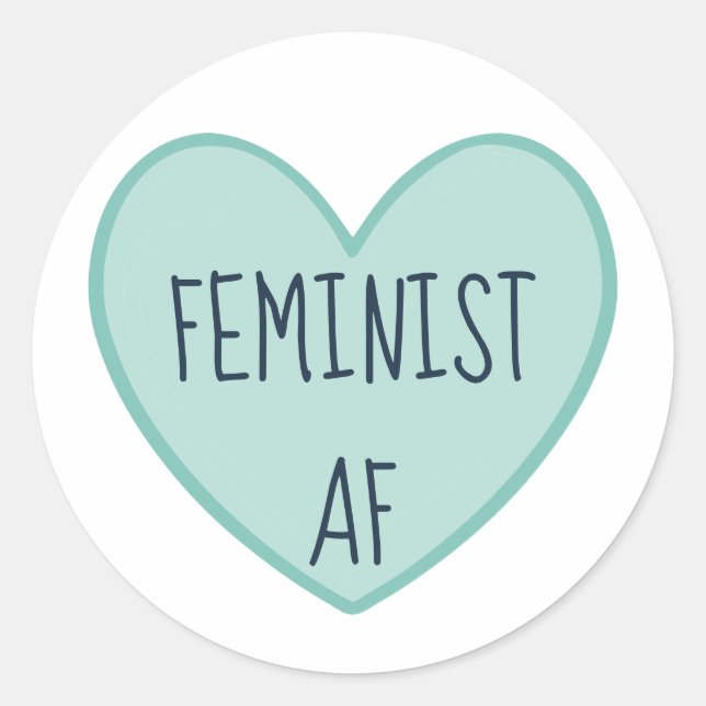 "Feminist AF" Classic Round Sticker (Front)