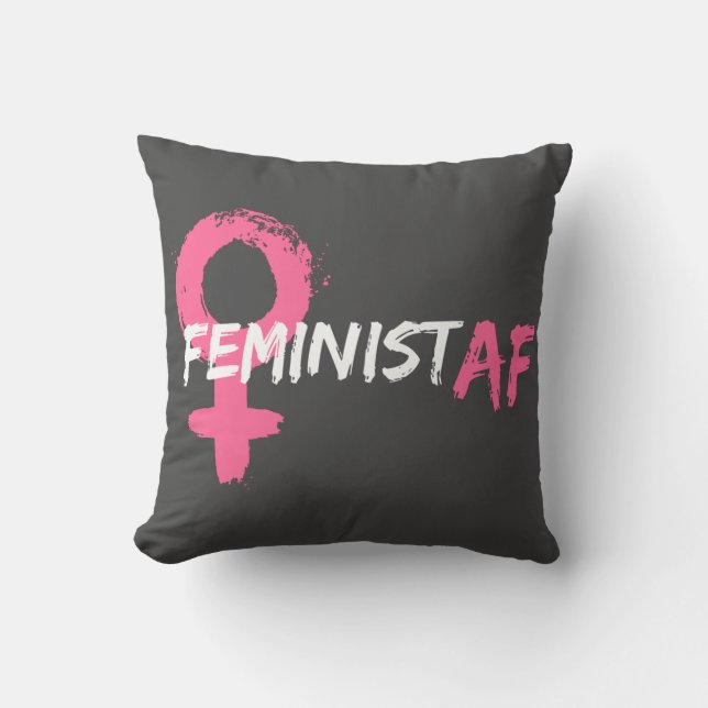 FEMINIST AF FEMALE SYMBOL  THROW PILLOW (Front)