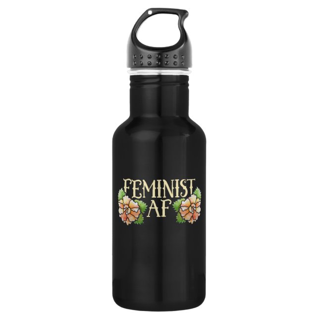 feminist af flowers Feminist AF Stainless Steel Water Bottle (Front)