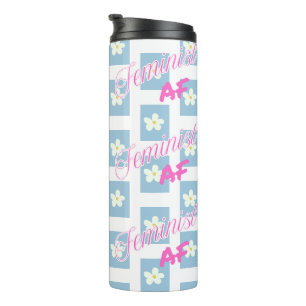 Feminist AF - fun flowery water bottle