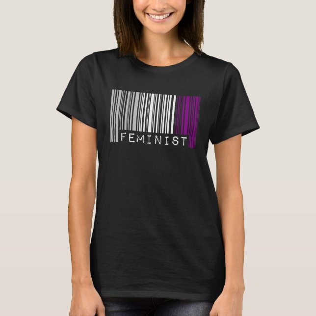 Feminist Asexual Pride Flag Barcode Pro Choice Fem T-Shirt (Front)