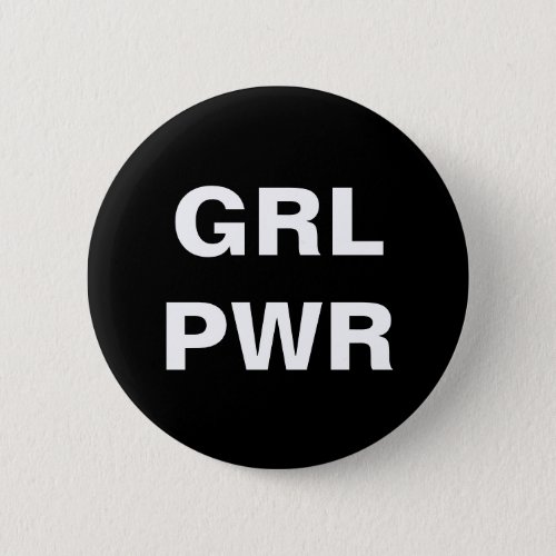 feminist black and white girl power pin