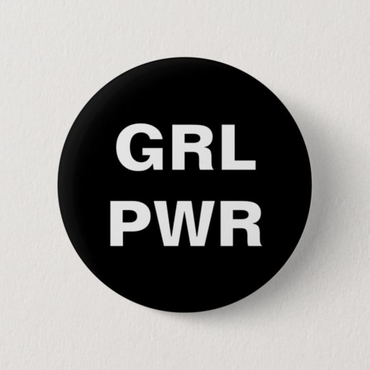 Feminist Black And White Girl Power Pin