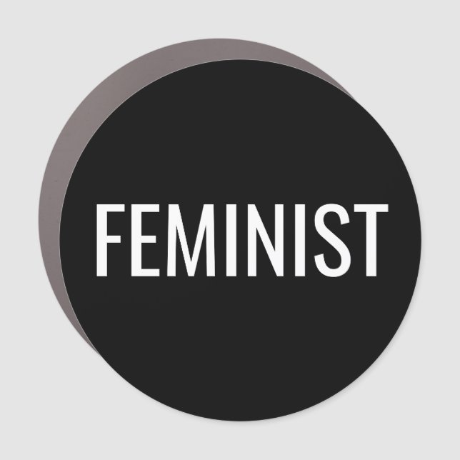 Feminist black and White minimalist modern Car Magnet (Front)
