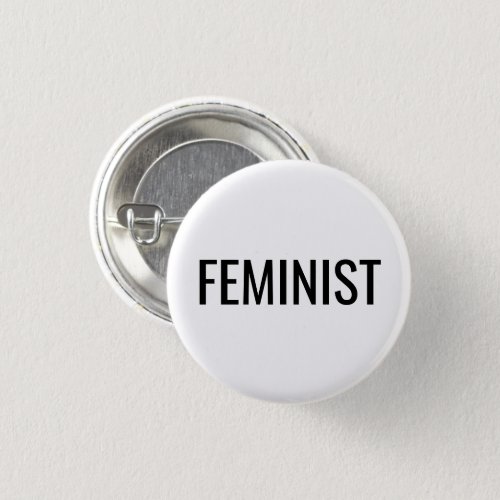 Feminist black and white modern button