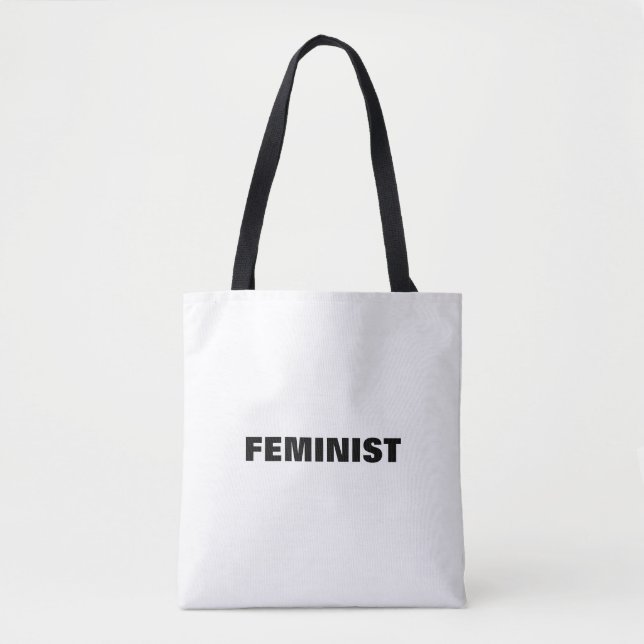Feminist black and white modern tote bag (Front)