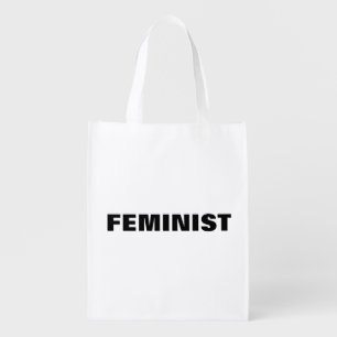 "Feminist" - black letters - Grocery Bag