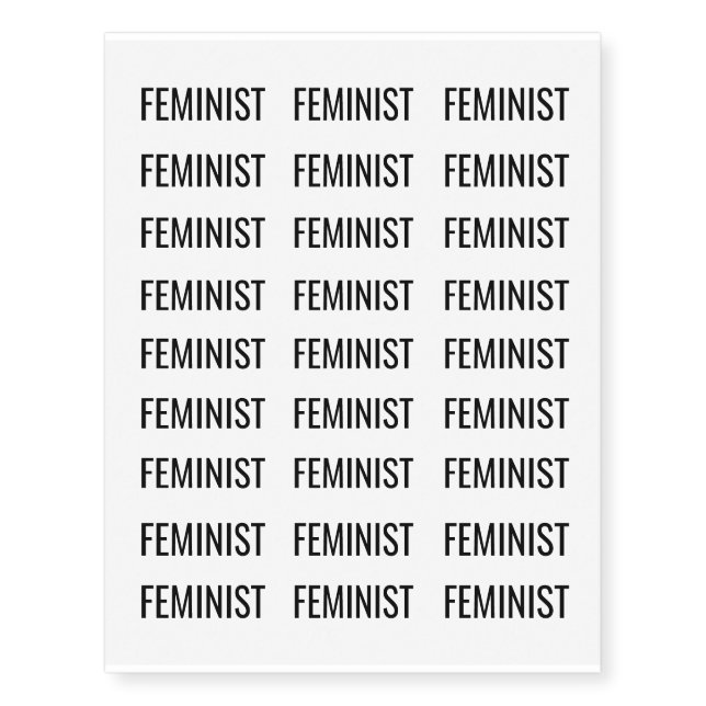 Feminist black letters simple modern temporary tattoos (Front)