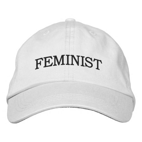 Feminist black text embroidered baseball cap