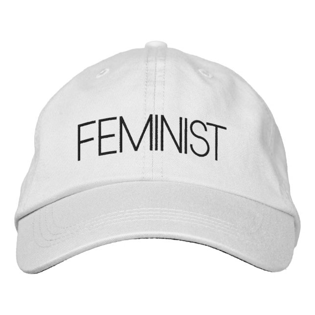 Feminist black white modern embroidered baseball cap (Front)
