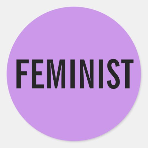 Feminist bold black text on lavender stickers