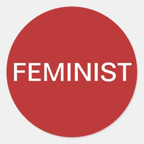 Feminist bold white text on red stickers