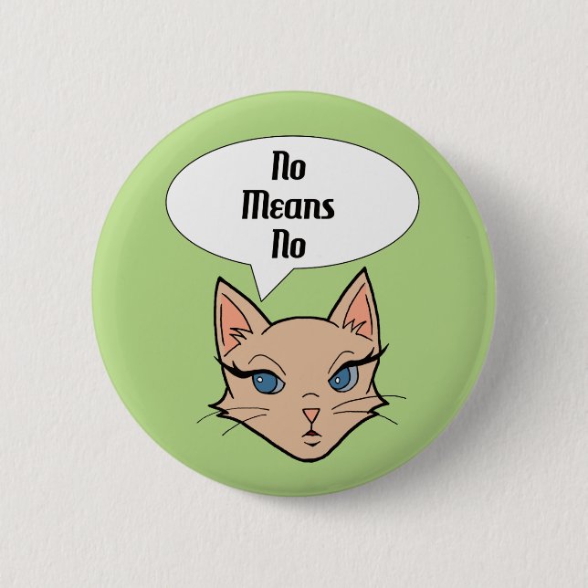Feminist Cat Cartoon Illustration Button (Front)