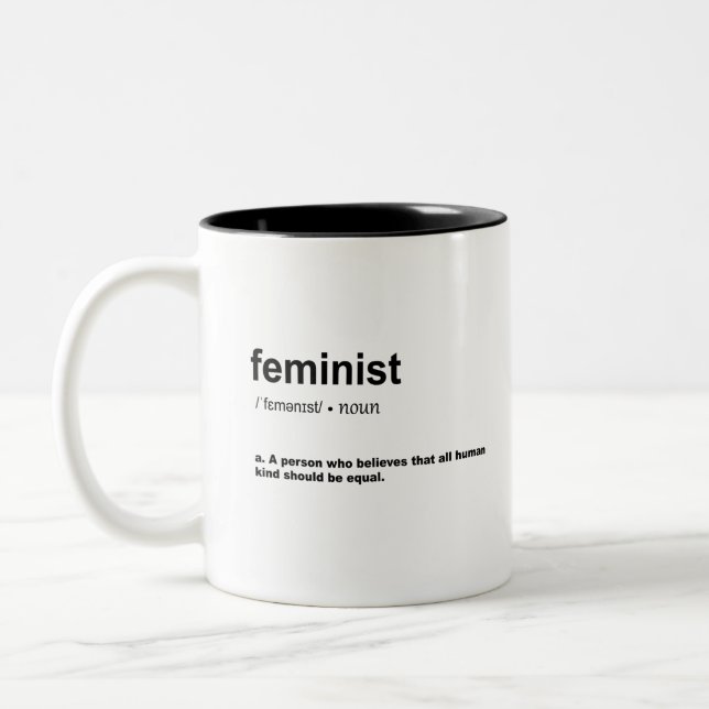 FEMINIST Definition Two-Tone Coffee Mug (Left)