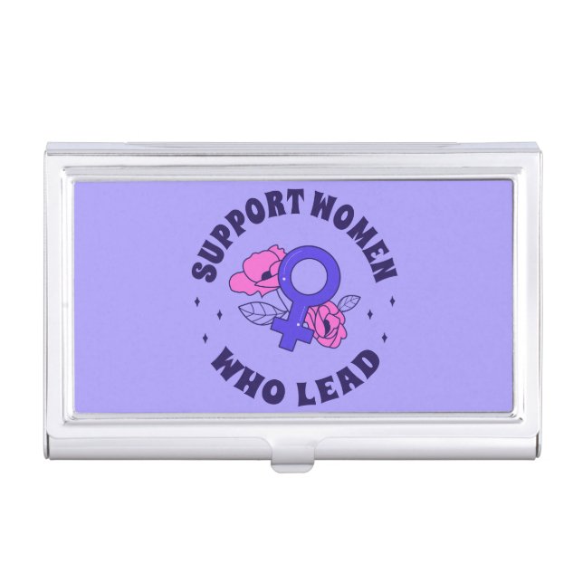 Feminist Elections - Support Women Who Lead V Business Card Case (Front)