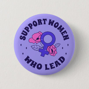 Feminist Elections - Support Women Who Lead V Button