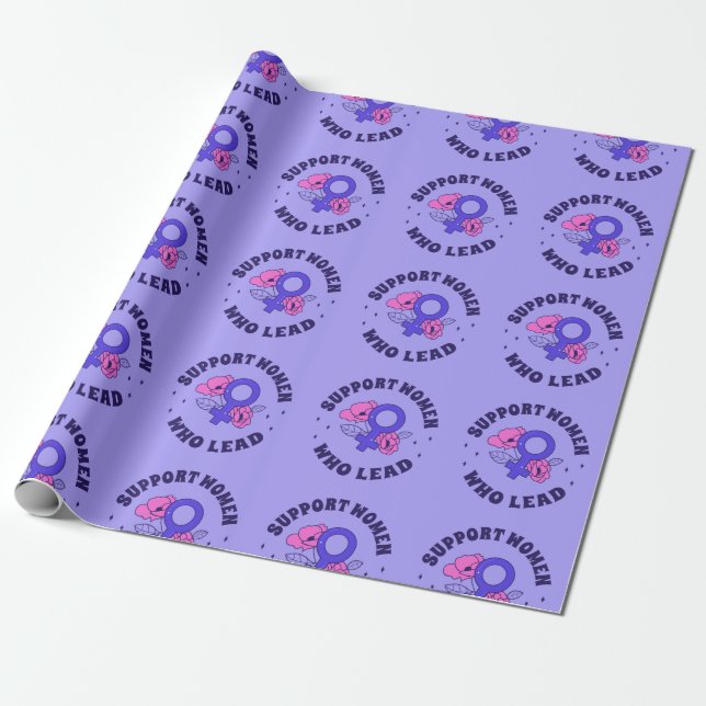 Feminist Elections - Support Women Who Lead V Wrapping Paper (Unrolled)