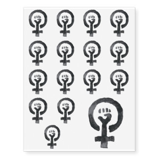 Feminist Fist (blue background) Temporary Tattoos