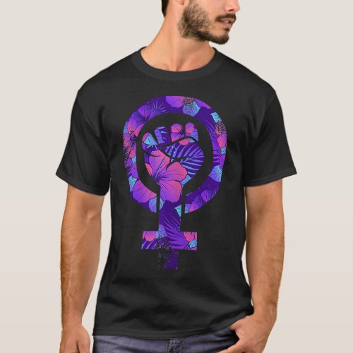 Feminist Fist Floral Female Symbol Resist Fist  T_Shirt