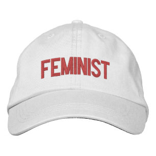 Feminist fuchsia hot pink white embroidered baseball cap