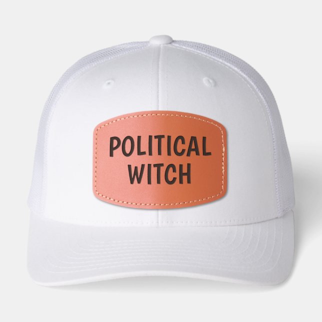 Feminist Gift Funny Political Witch FDT Protest 47 Leather Patch Hat (Front)