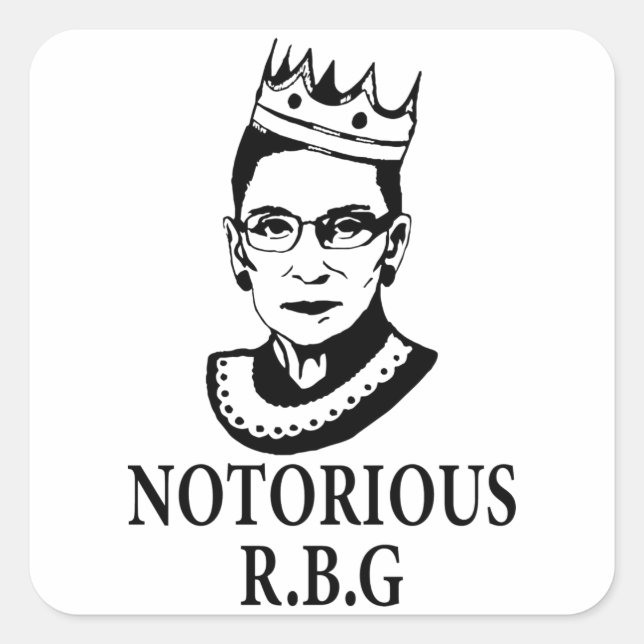Feminist Gifts, Ruth Bader Ginsburg, Notorious RBG Square Sticker (Front)