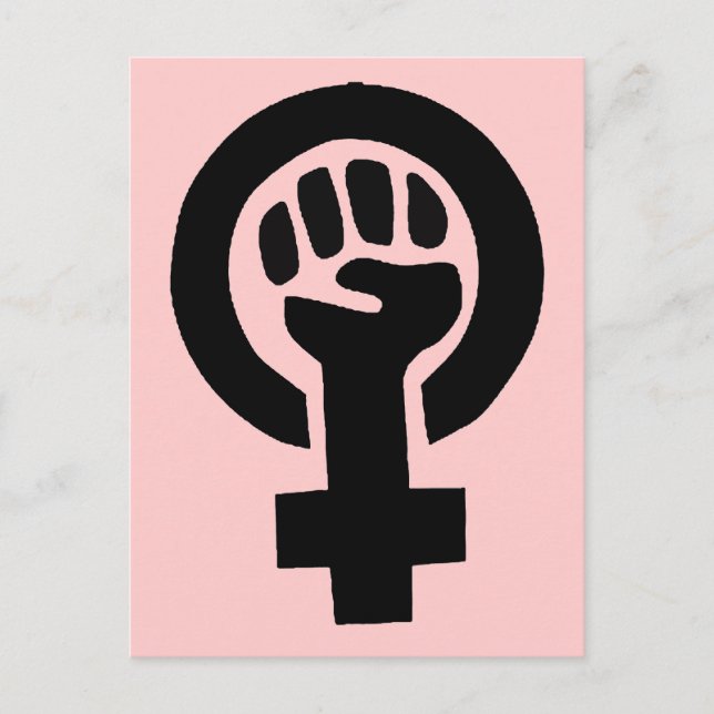 Feminist Girl Power Symbol with Pink Background Postcard (Front)