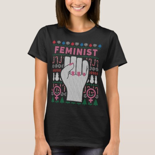 Feminist Girl Power Ugly Christmas Sweater T_Shirt