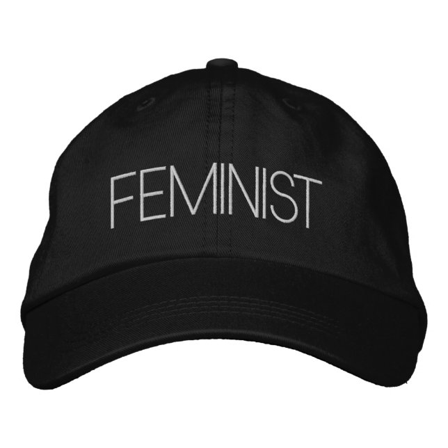 Feminist grey black modern embroidered baseball cap (Front)