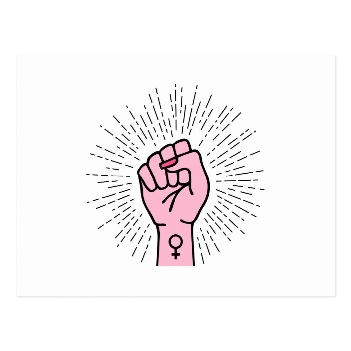 Feminist hand with female symbol postcard | Zazzle.com