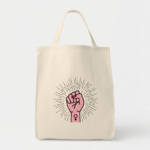 Feminist hand with female symbol tote bag